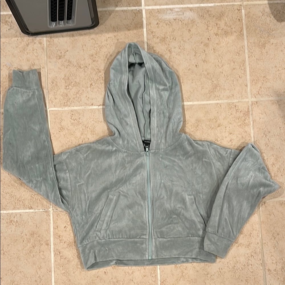 Forever 21 Sage Green Casual Zip-Up Hoodie